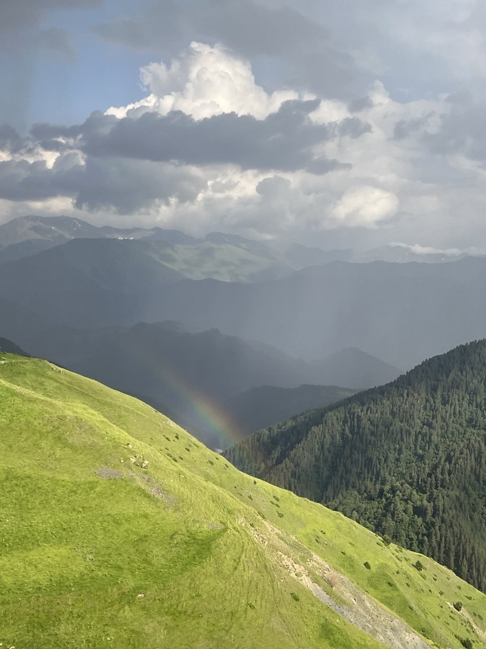 Rainbow over Tusheti mountains